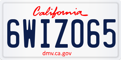 CA license plate 6WIZ065