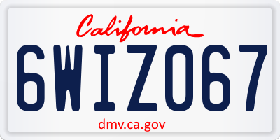 CA license plate 6WIZ067