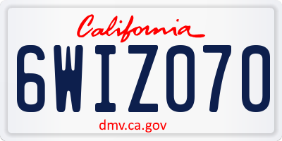 CA license plate 6WIZ070