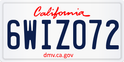CA license plate 6WIZ072
