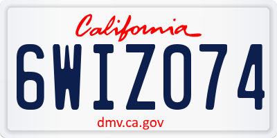 CA license plate 6WIZ074