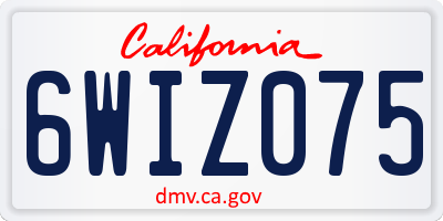 CA license plate 6WIZ075