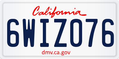CA license plate 6WIZ076