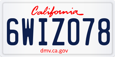CA license plate 6WIZ078
