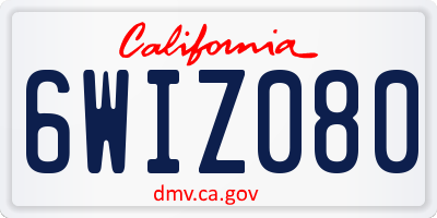 CA license plate 6WIZ080