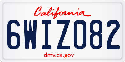 CA license plate 6WIZ082