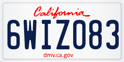CA license plate 6WIZ083
