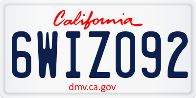 CA license plate 6WIZ092