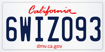 CA license plate 6WIZ093