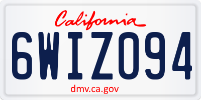 CA license plate 6WIZ094