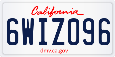 CA license plate 6WIZ096