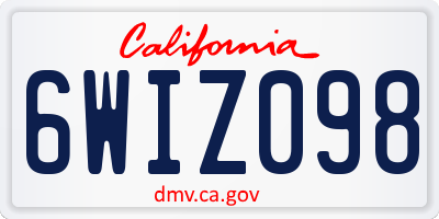 CA license plate 6WIZ098