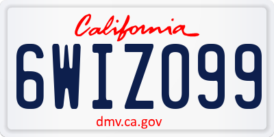 CA license plate 6WIZ099