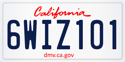 CA license plate 6WIZ101