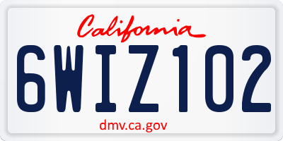 CA license plate 6WIZ102