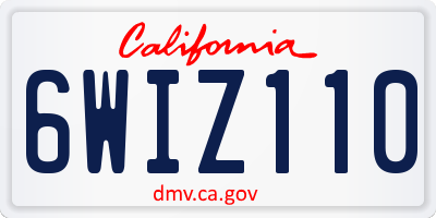 CA license plate 6WIZ110