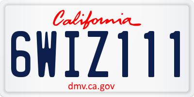 CA license plate 6WIZ111