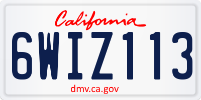 CA license plate 6WIZ113