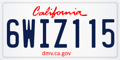 CA license plate 6WIZ115