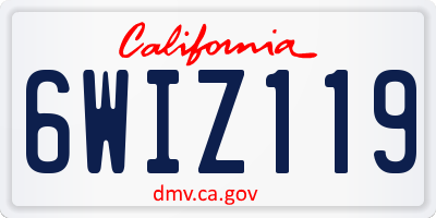 CA license plate 6WIZ119