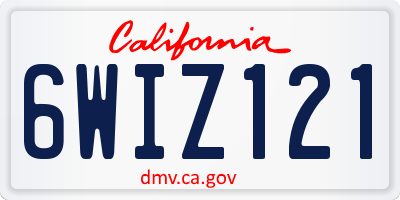 CA license plate 6WIZ121