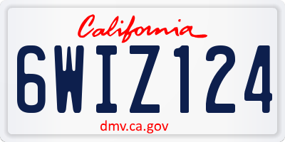 CA license plate 6WIZ124