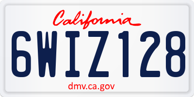 CA license plate 6WIZ128
