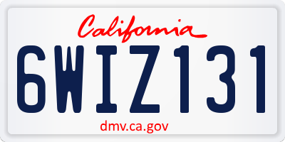 CA license plate 6WIZ131