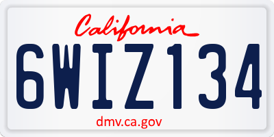 CA license plate 6WIZ134