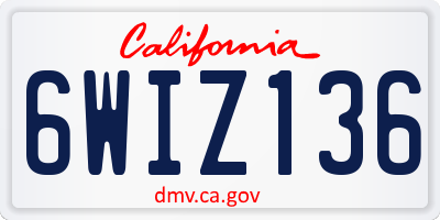 CA license plate 6WIZ136