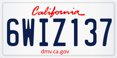 CA license plate 6WIZ137