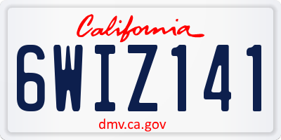 CA license plate 6WIZ141