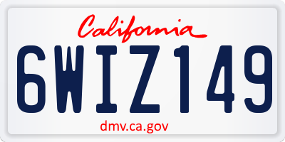 CA license plate 6WIZ149