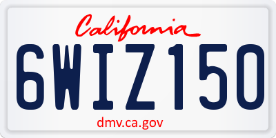 CA license plate 6WIZ150