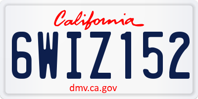 CA license plate 6WIZ152