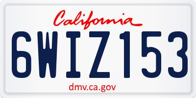 CA license plate 6WIZ153