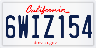 CA license plate 6WIZ154
