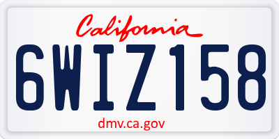 CA license plate 6WIZ158