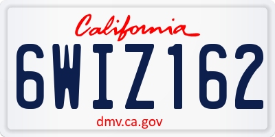 CA license plate 6WIZ162