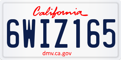 CA license plate 6WIZ165