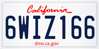 CA license plate 6WIZ166