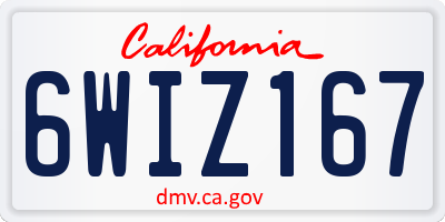 CA license plate 6WIZ167
