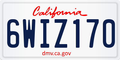 CA license plate 6WIZ170
