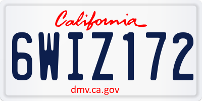 CA license plate 6WIZ172