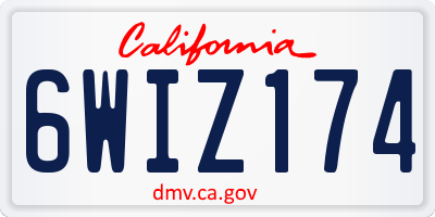 CA license plate 6WIZ174
