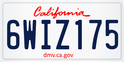 CA license plate 6WIZ175
