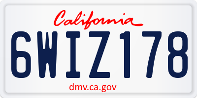 CA license plate 6WIZ178
