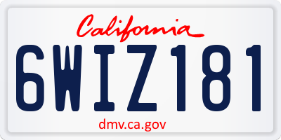 CA license plate 6WIZ181