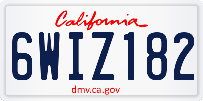 CA license plate 6WIZ182