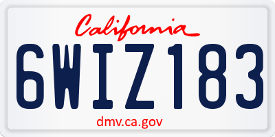 CA license plate 6WIZ183